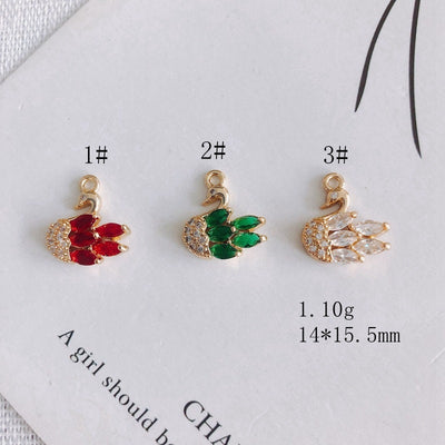 CZ Pave Little Swan Charm, Cubic Zircon Crystal Swan Pendant, Bracelet Necklace Pendant, 14K Gold Plated Charm, Jewelry Findings MY052-F234