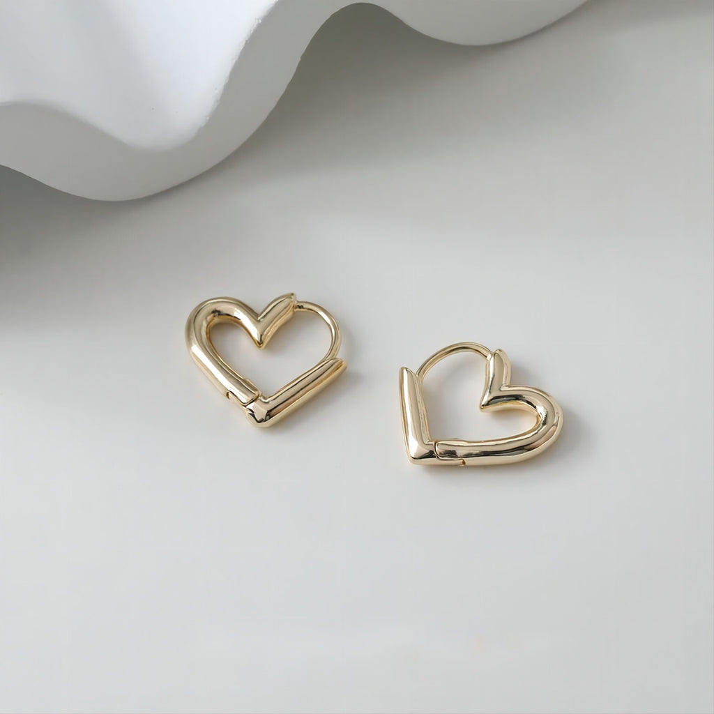 Heart Hoop Earring, S925 Silver Ear Pin, Huggie Hoops Earring Finding, Heart Ear Hoops, 17mm, 22mm, hoop earrings GE033