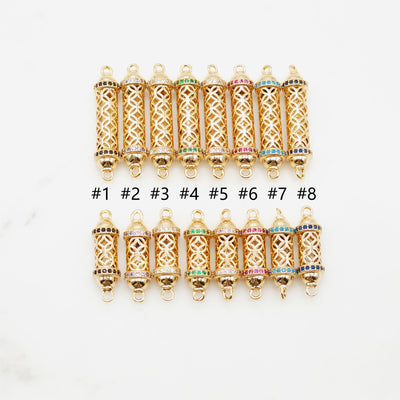 Hollow Connectors Pave CZ, Vintage Pendant, 18K Gold Plated, More Colors You Choose, Bracelet/Necklace Making Charms S20348