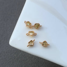 Load image into Gallery viewer, 10pcs Tiny Heart Connector, 14k Gold CZ Pave Pendant, Bracelet Necklace Pendant, Real Gold Plated, Jewelry Findings HL103-F104