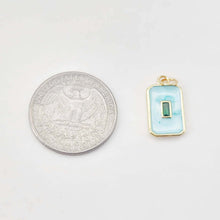 Load image into Gallery viewer, CZ Pave Rectangular Charm, Enamel Pendant, Bracelet Necklace Pendant, 14K Real Gold Plated, Jewelry Findings S20660