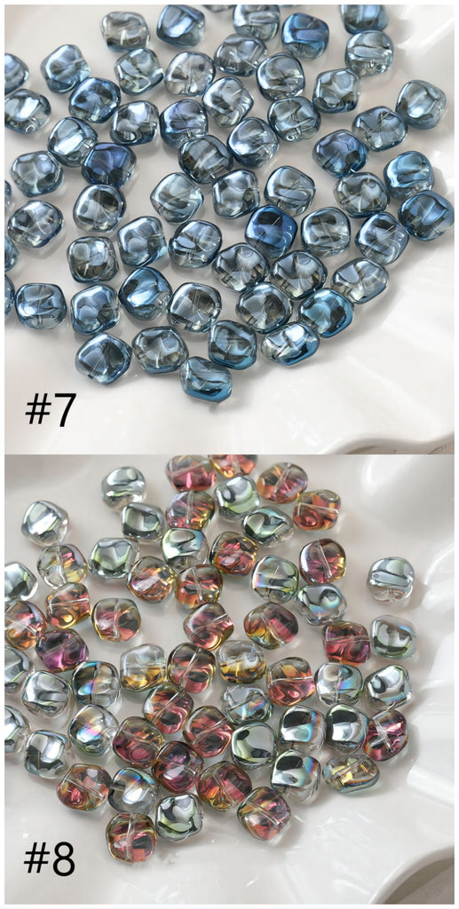 Irregular Square Glass Beads, 12x10mm, Crystal Glass Loose Beads for Jewelry Making, DIY Beads Finding GZ538