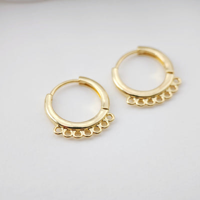 Multi-loop Earring Hoop, Gold Plated Huggie Hoop Earring with Loop, Huggie Hoops DIY Earring  Findings,Handmade Earring Supplies D0101
