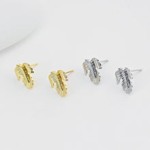Load image into Gallery viewer, Gold Leaf Earring Post With Loop, S925 Silver Pin, Nickel Free Earrings, Ear Stud Loop, Hypoallergenic Earring Findings D0412