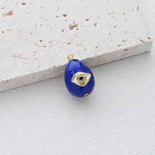 Cargar imagen en el visor de la galería, Colgante de huevo jumbo esmaltado 3D, huevo de mal de ojo, huevo azul oscuro, huevo negro, chapado en oro de 18 quilates, colgante para pulsera, collar, accesorios de joyería S1300