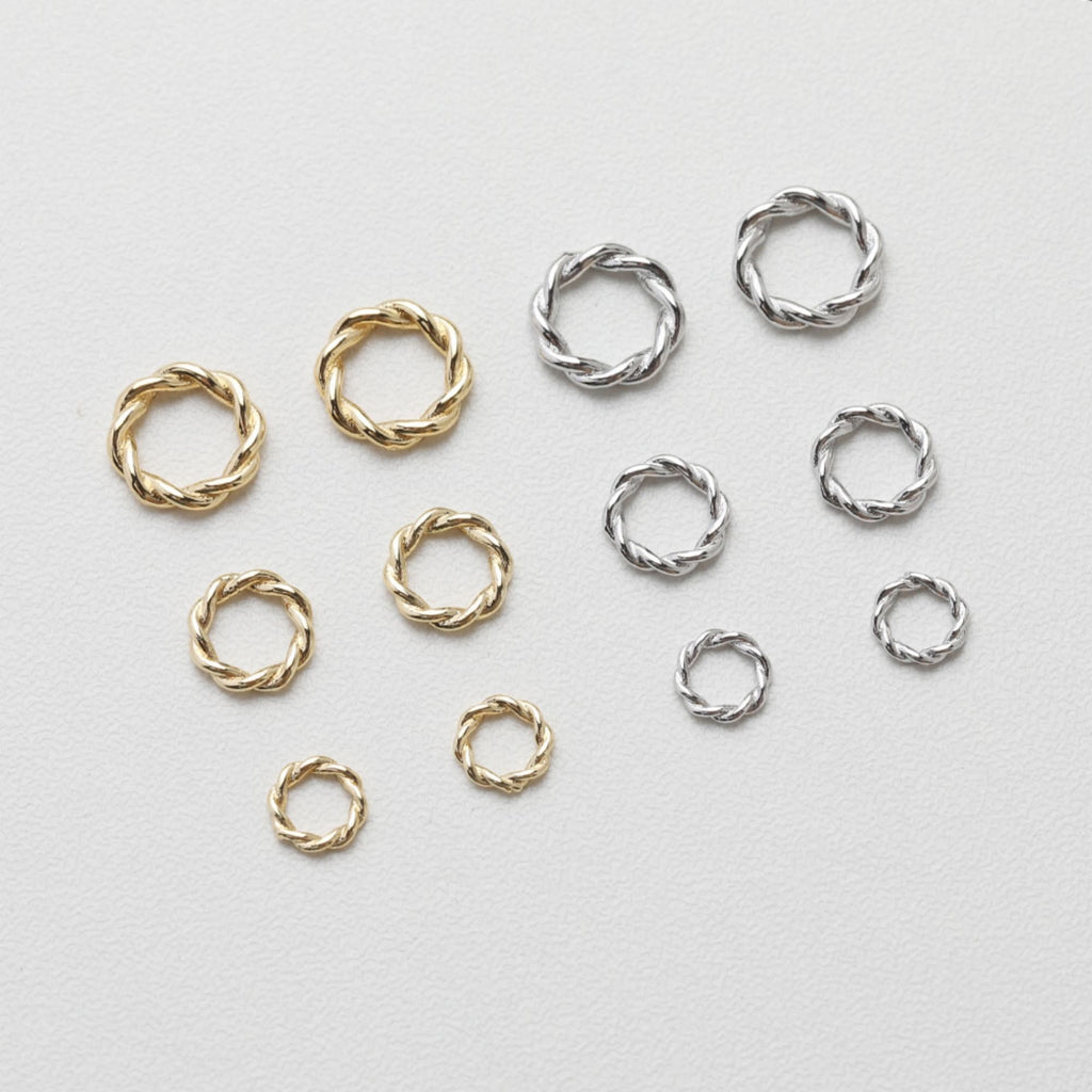 10pcs Twisted Closed Jump Rings for Jewelry Making, Thickened Gold Plated, 6mm,8mm,9.4mm Round Connectors, Jewelry Finding GT022