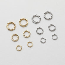 Load image into Gallery viewer, 10pcs Twisted Closed Jump Rings for Jewelry Making, Thickened Gold Plated, 6mm,8mm,9.4mm Round Connectors, Jewelry Finding GT022