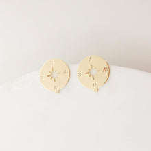 Load image into Gallery viewer, 10pcs Round Earring Post With Loop, Openwork Star, 18K Gold Nickel Free Earrings, Ear Stud with Loop, Hypoallergenic Earring Findings ZX011