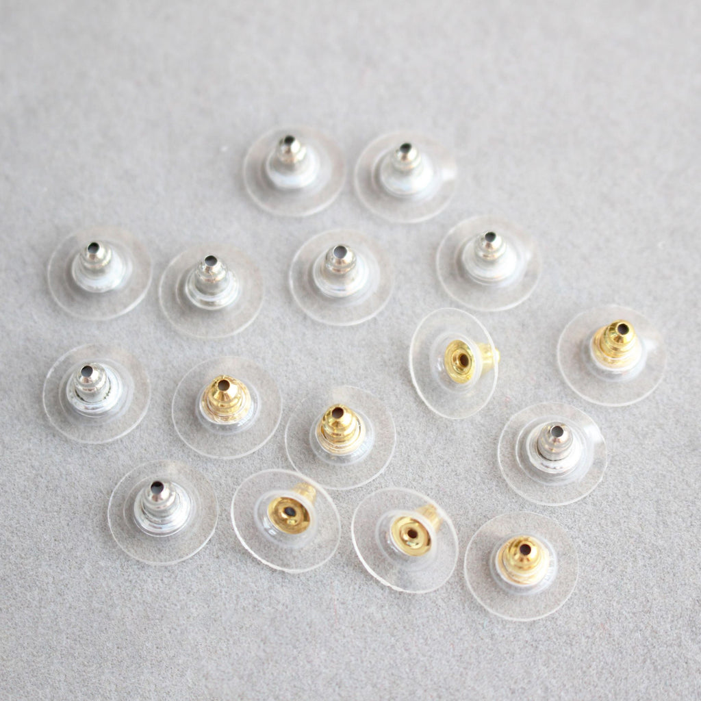 100PCS Ear Flat Backs, Gold Plated Earring Backs, Rubber Earring Stoppers, Wholesale Earring Findings GZ223-ZX7005