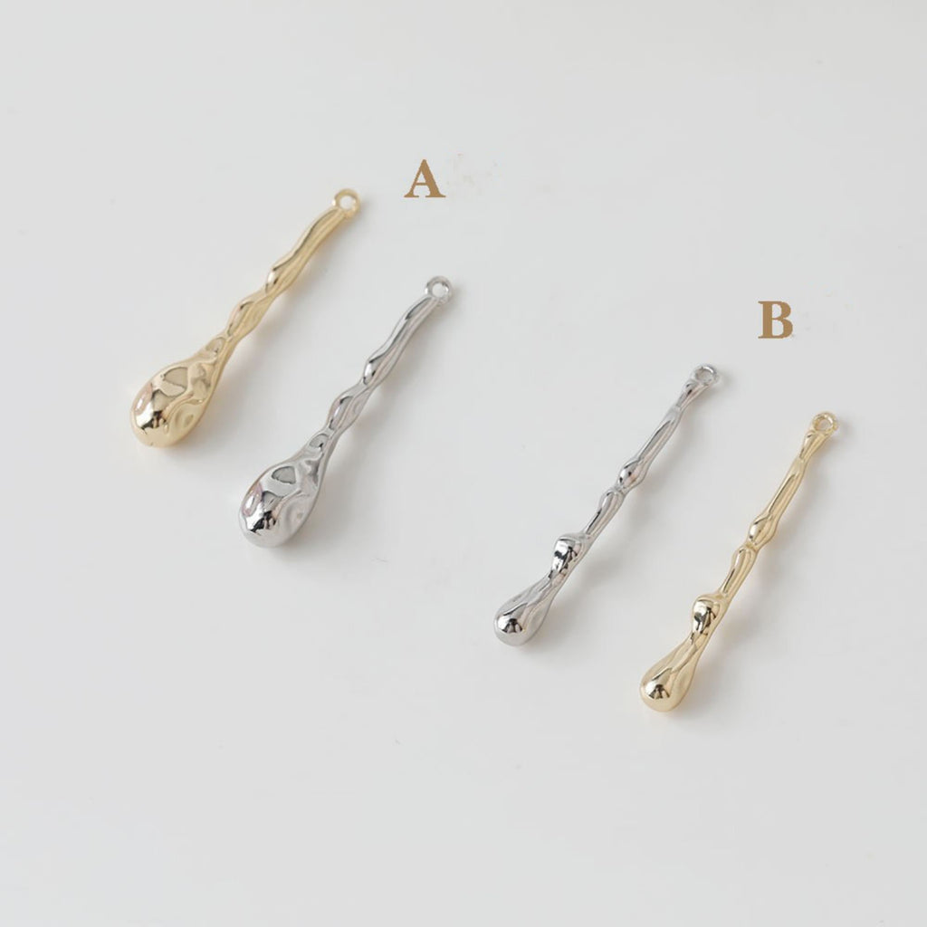 Drop Shaped Textured Pendant, Charm, 14K Gold/Silver Plated, Jewelry Making Findings ZZ021