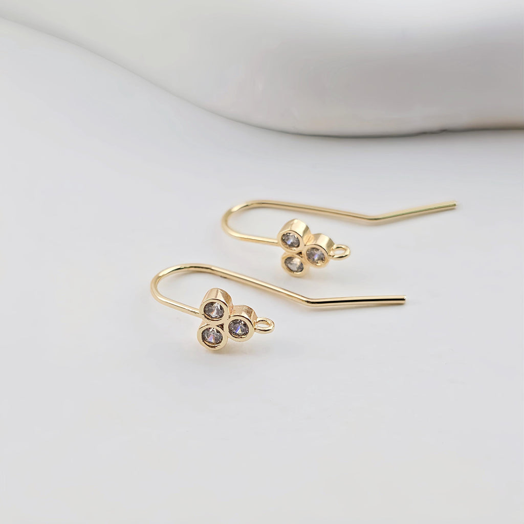 14K Gold Plated Ear Wires, Cubic Pave Earring Hooks, Nickel Free, Fish Hooks, Ear Wires for Jewelry Making ZX263