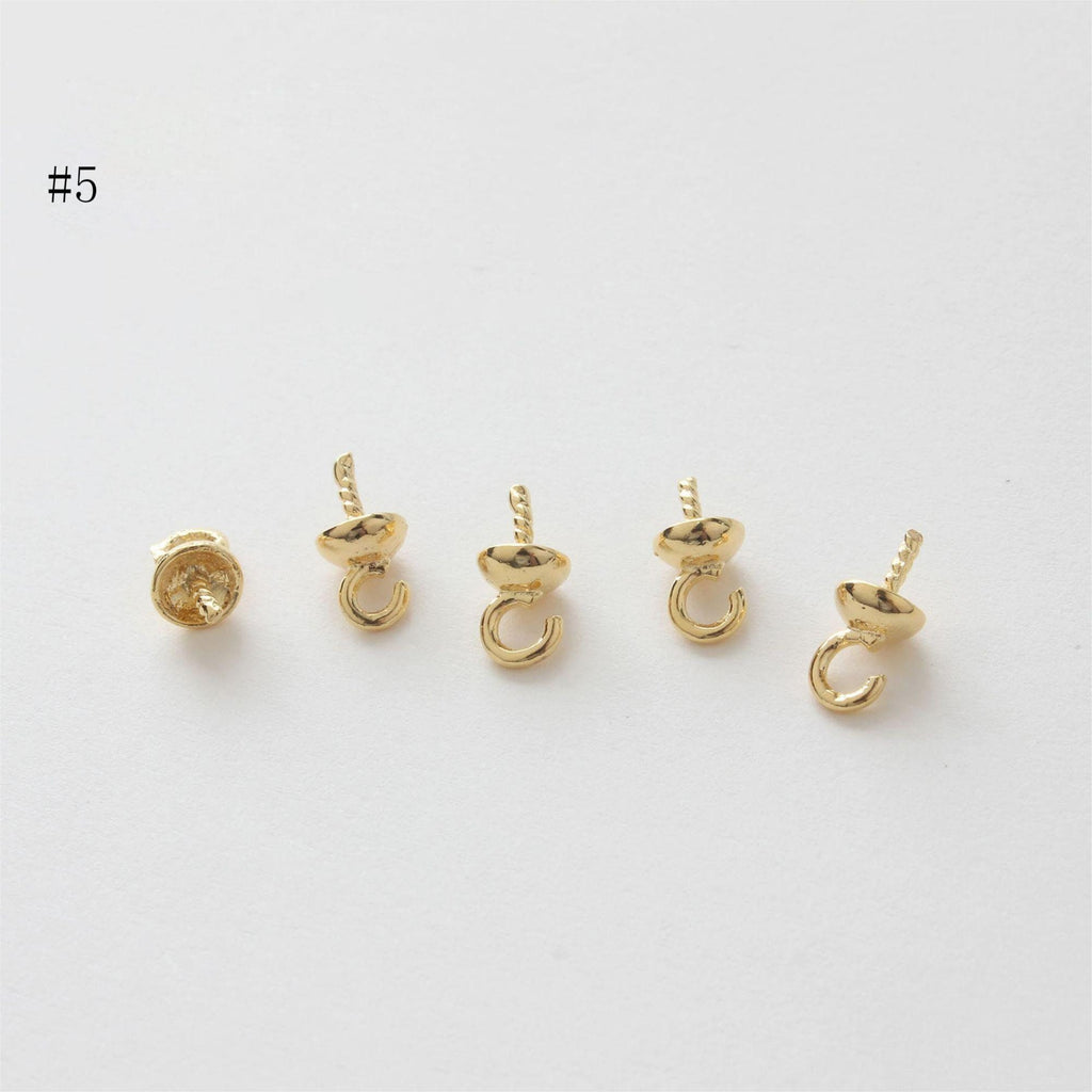10pcs 14K Gold Plated Peg Bail Caps, Half Drilled Bead Caps, Pearl Bead Caps, Jewelry Making GZ213-ZX7025