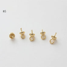 Load image into Gallery viewer, 10pcs 14K Gold Plated Peg Bail Caps, Half Drilled Bead Caps, Pearl Bead Caps, Jewelry Making GZ213-ZX7025