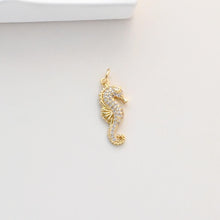 Load image into Gallery viewer, Seahorse Charms, 18K Gold Plated Cubic Micro CZ Pave Charms, Seahorse Pendant for Necklace Jewelry Findings S20739