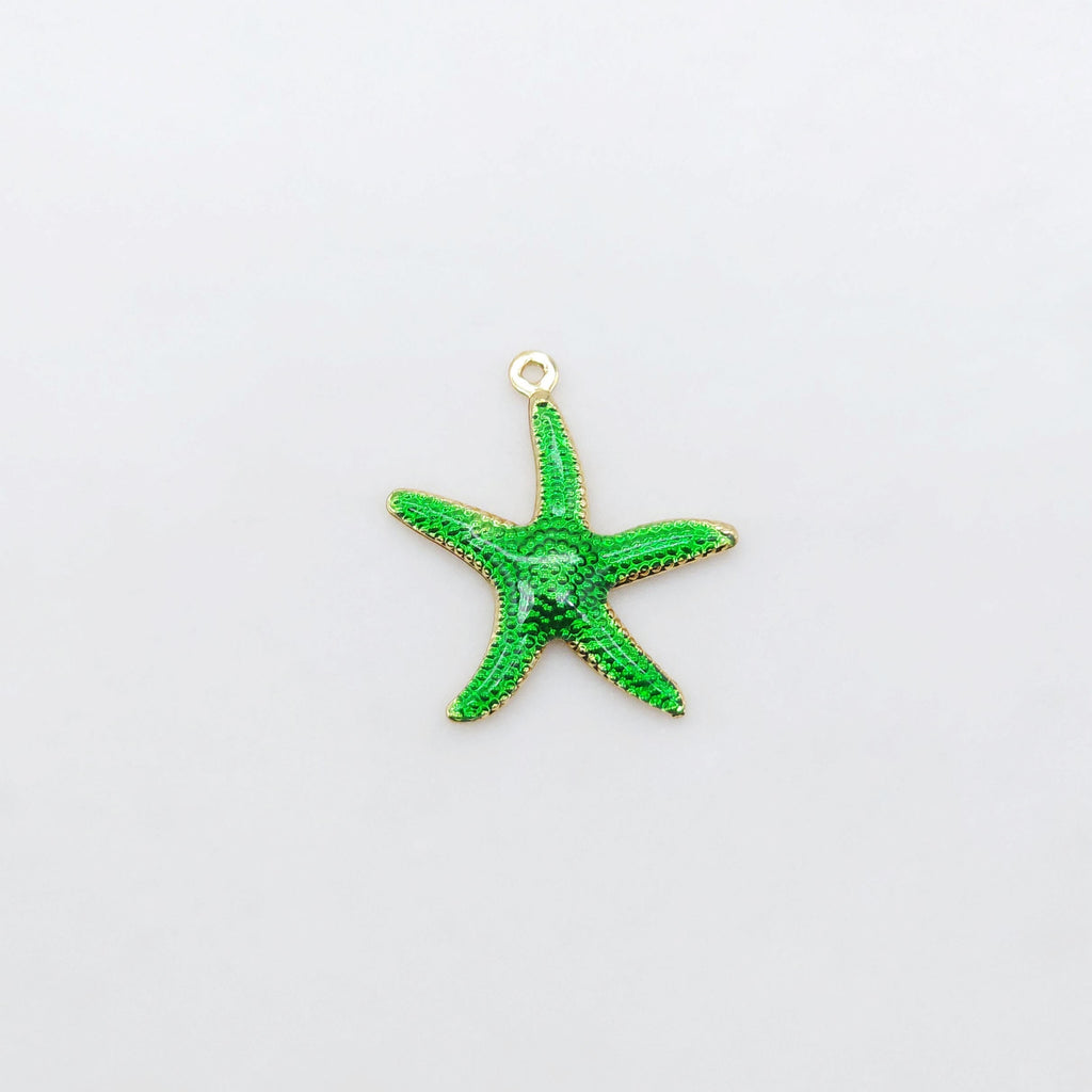 3D Enamel Starfish Charms, 18K Gold Plated, Dainty Starfish Shape Pendant, Bracelet Making Pendant S20520