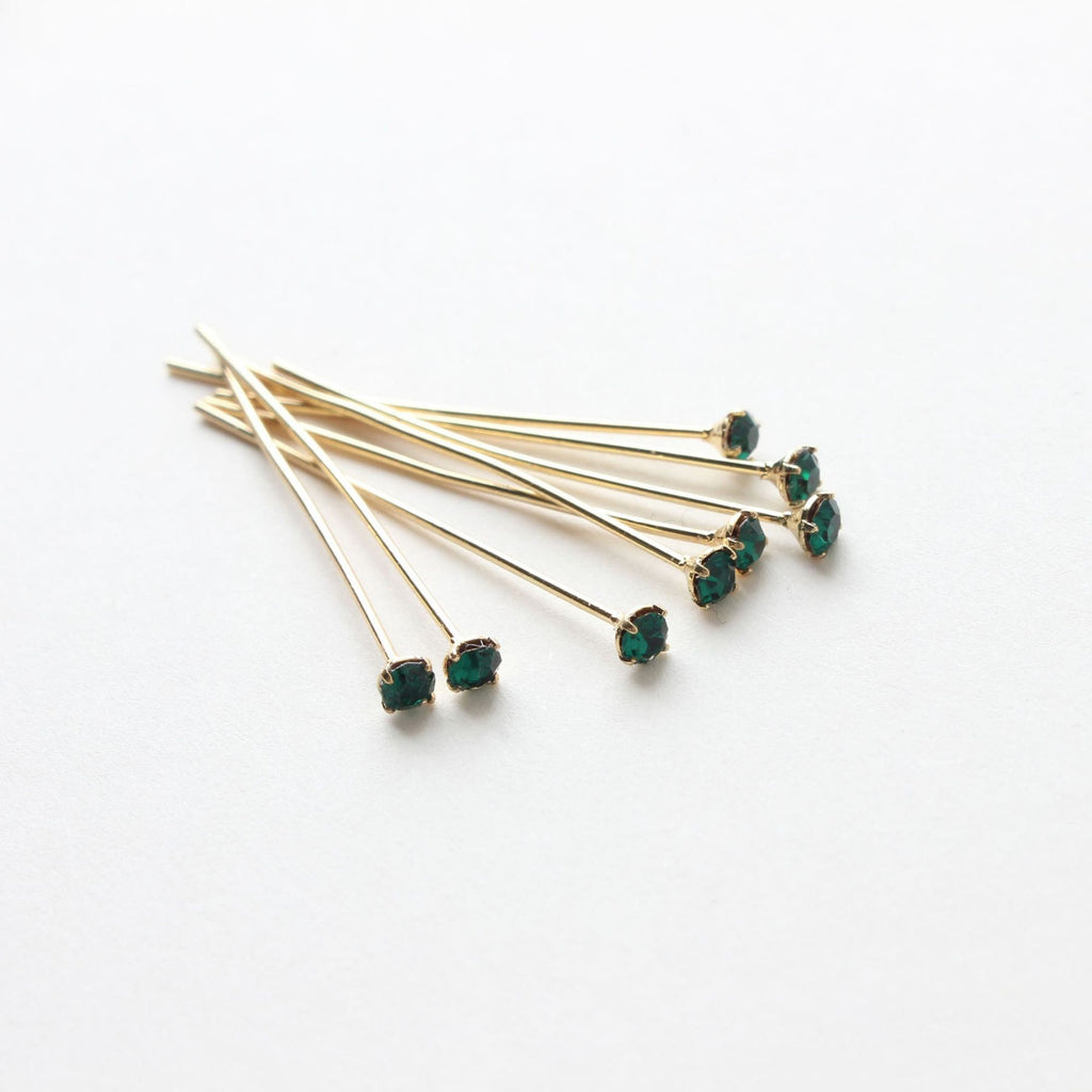 10pcs Crystal Head Pins, Czech Crystal, 14K Gold Plated, 22 Gauge, 32mm Component for Jewelry Making Findings ZZ066
