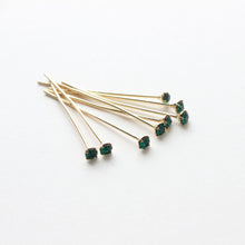 Load image into Gallery viewer, 10pcs Crystal Head Pins, Czech Crystal, 14K Gold Plated, 22 Gauge, 32mm Component for Jewelry Making Findings ZZ066