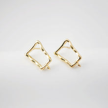 Load image into Gallery viewer, 18K Gold Irregular Quad Earring Post With Loop, S925 Silver Pin, Stud Earring Nickel Free, 14*10mm, Hypoallergenic Earring Findings D0230