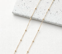 Load image into Gallery viewer, 14K Gold Beads Oval Chain, 1mm, 1.5mm, 2mm in Flat, Necklace Link Chain, Unfinished Chain, Hypoallergenic, Necklace Making Findings GT008