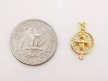 Load image into Gallery viewer, Little Bee Charms, 18K Gold Plated Tiny Bee Pendant, CZ Pave Round Pendant, Necklace Making Charms, Jewelry Findings S362