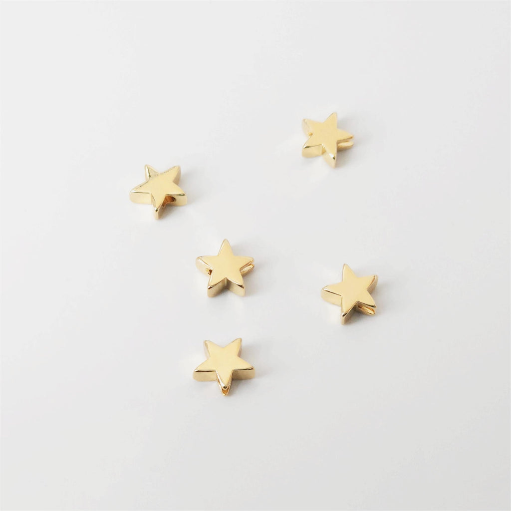 10pcs Star Spacer Beads, 18K Gold Plated, Dainty Earring Making Beads, Jewelry Finding S20841