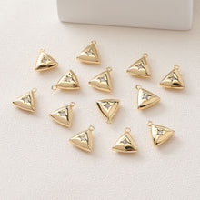 Cargar imagen en el visor de la galería, Dijes de estrella, luna, concha, triángulos, colgante de pavé cúbico de cristal, chapado en oro de 14 quilates, fabricación de collares, accesorios de joyería GZ407