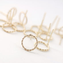 Load image into Gallery viewer, 10pcs 14K Gold Round Post With Loop, Openwork Round Stud Earring Nickel Free, 10mm, Hypoallergenic Earring Findings ZX076