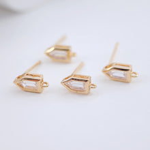 Cargar imagen en el visor de la galería, Postes de aretes de circonita hexagonal, aretes orgánicos de oro con aro, alfiler de plata S925, fornitura de aretes hecha a mano, suministros para aretes DIY ZX232