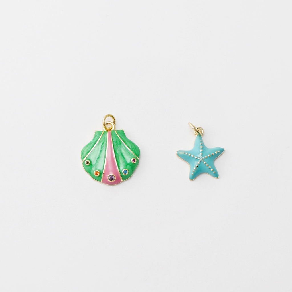 Enamel Starfish Charms, 18K Gold Plated, Dainty Starfish Shape Pendant, Shell Pendant, Bracelet Making Pendant S20807