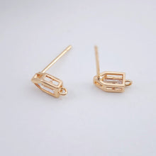 Cargar imagen en el visor de la galería, Postes de aretes de circonita hexagonal, aretes orgánicos de oro con aro, alfiler de plata S925, fornitura de aretes hecha a mano, suministros para aretes DIY ZX232