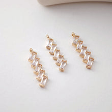 Load image into Gallery viewer, CZ Pave Rectangular Stacking Charm, Cubic Pendant, Earring Connectors, Real Gold Plated Brass Earring Charms, Jewelry Findings D0071