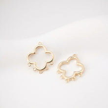 Cargar imagen en el visor de la galería, Conector geométrico, redondo, estrella, abanico y hoja, chapado en oro de 18 quilates, dijes, accesorios de joyería de 16 mm ZX079