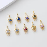 Girls Pendant, Birthstone Charm, Pave CZ, Mom Children Charm, 18K Gold Plated, For Bracelet And Necklace Making, Jewelry Findings S1408