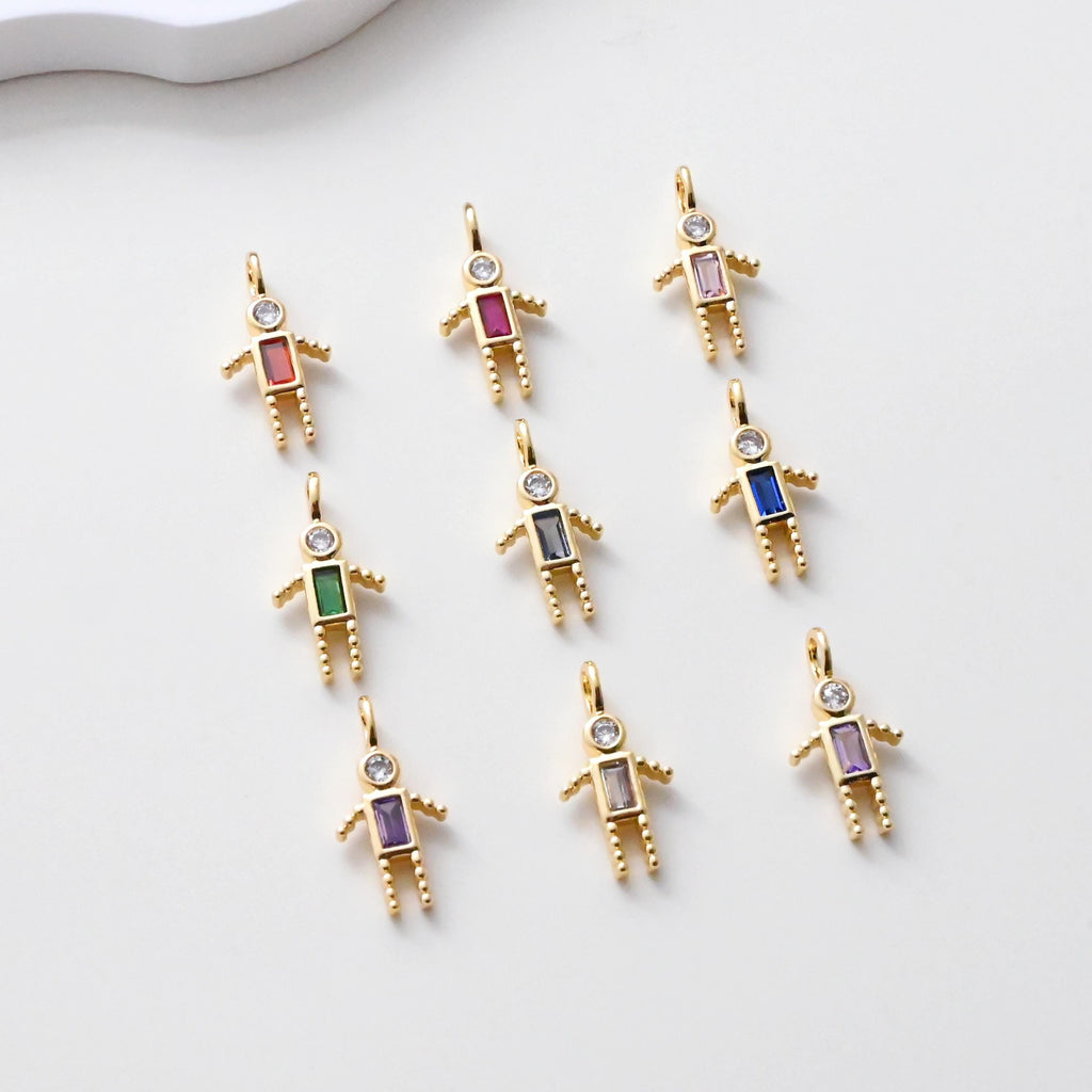 Colgante de niño, dije de piedra de nacimiento, circonita pavé, dije para mamá e hijo, chapado en oro de 18 quilates, para hacer pulseras y collares, accesorios de joyería S1397