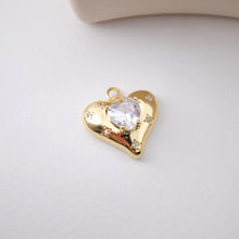 Load image into Gallery viewer, Heart Pendant, Cubic Pave Charm, 18K Gold Plated, Love Pendant, Necklace Making Pendants, Jewelry Findings S1215