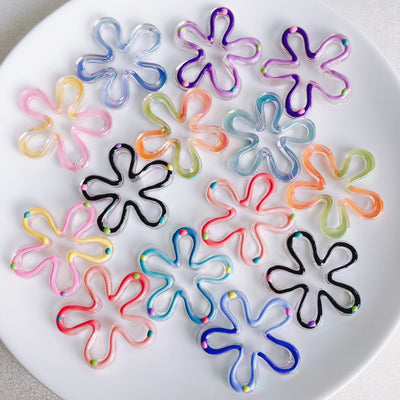 2pcs Acrylic Flower Pendant, Flower Charm, 38.8mm, Acrylic Drop Charm for Jewelry Making, DIY Beads Finding MY121