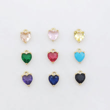Load image into Gallery viewer, Crystal Tiny Heart Charms, 9 Color Crystal You Choose, 18K Gold/Silver Plated Heart Pendant, Jewelry Findings S20500