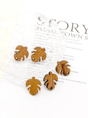 4PCS Wood Earrings, Monstera Leaf Wooden Earrings for women, Reclaimed Walnut Wood, Nickel Free, Boho Wood Earring Finding JT913