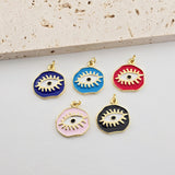 Enamel Evil Eye Charm, 18K Gold Plated Eye Pendant, 20mm, Necklace Making Charm, Jewelry Findings S1283