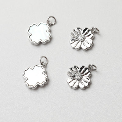 Flower Charm, Shell Flower Pendant, 14K Gold/Silver Plated, Necklace Earring Making Charms, Jewelry Findings GT029