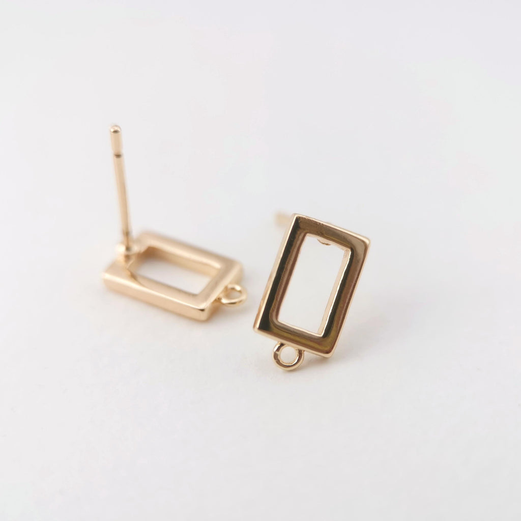 4pcs 14K Gold Rectangular Earring Post With Loop, S925 Silver Ear Pin Nickel Free Earrings, Ear Stud, Hypoallergenic Earring Findings Z077