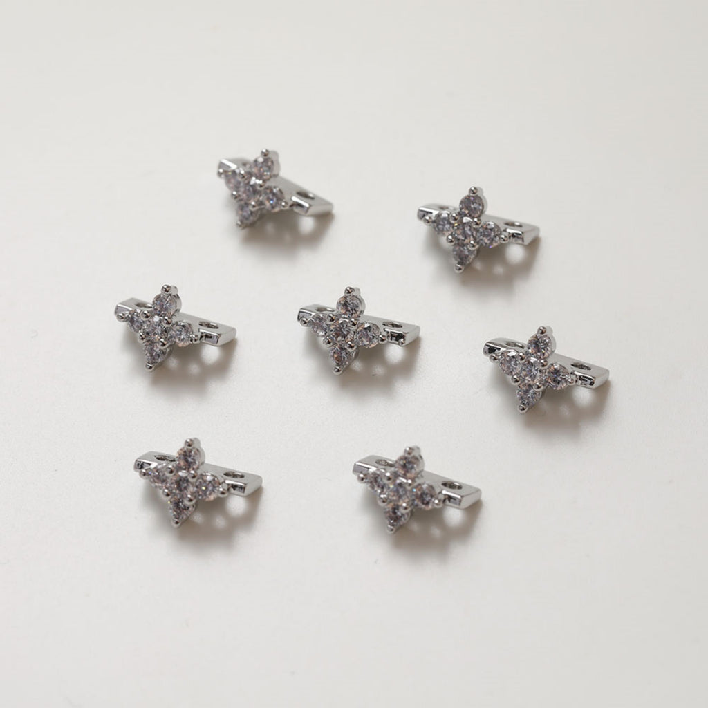 Flower Spacer Beads, Cross Shape Beads, 14K Gold Plated, 3D Beads, Dainty Earring Making Beads, Jewelry Finding JG027