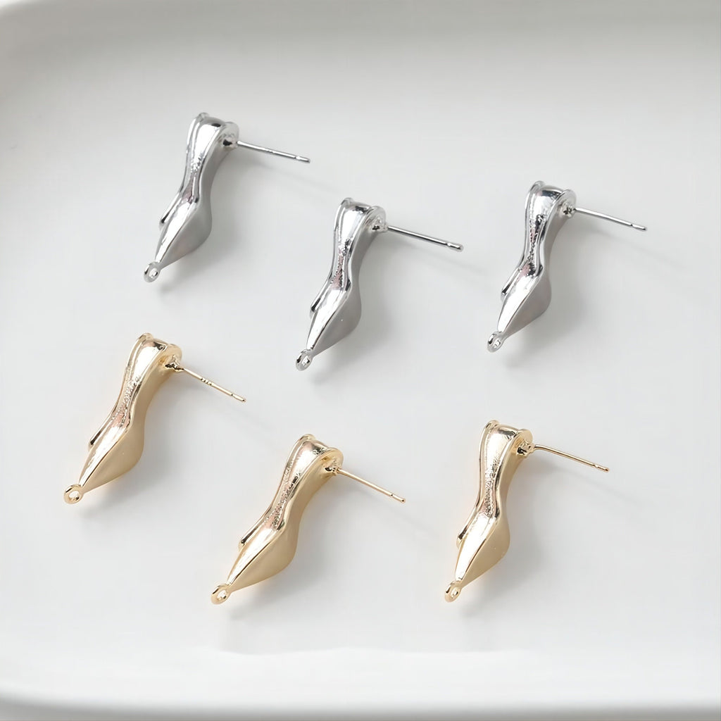 قرط أذن من الفضة الإسترليني 925 خالٍ من النيكل، دبوس أذن ذهبي/فضي، قرط أذن مضاد للحساسية GE075