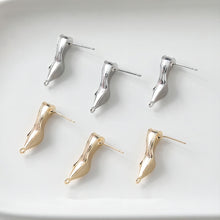 تحميل الصورة إلى عارض المعرض، قرط أذن من الفضة الإسترليني 925 خالٍ من النيكل، دبوس أذن ذهبي/فضي، قرط أذن مضاد للحساسية GE075