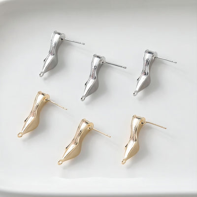 قرط أذن من الفضة الإسترليني 925 خالٍ من النيكل، دبوس أذن ذهبي/فضي، قرط أذن مضاد للحساسية GE075