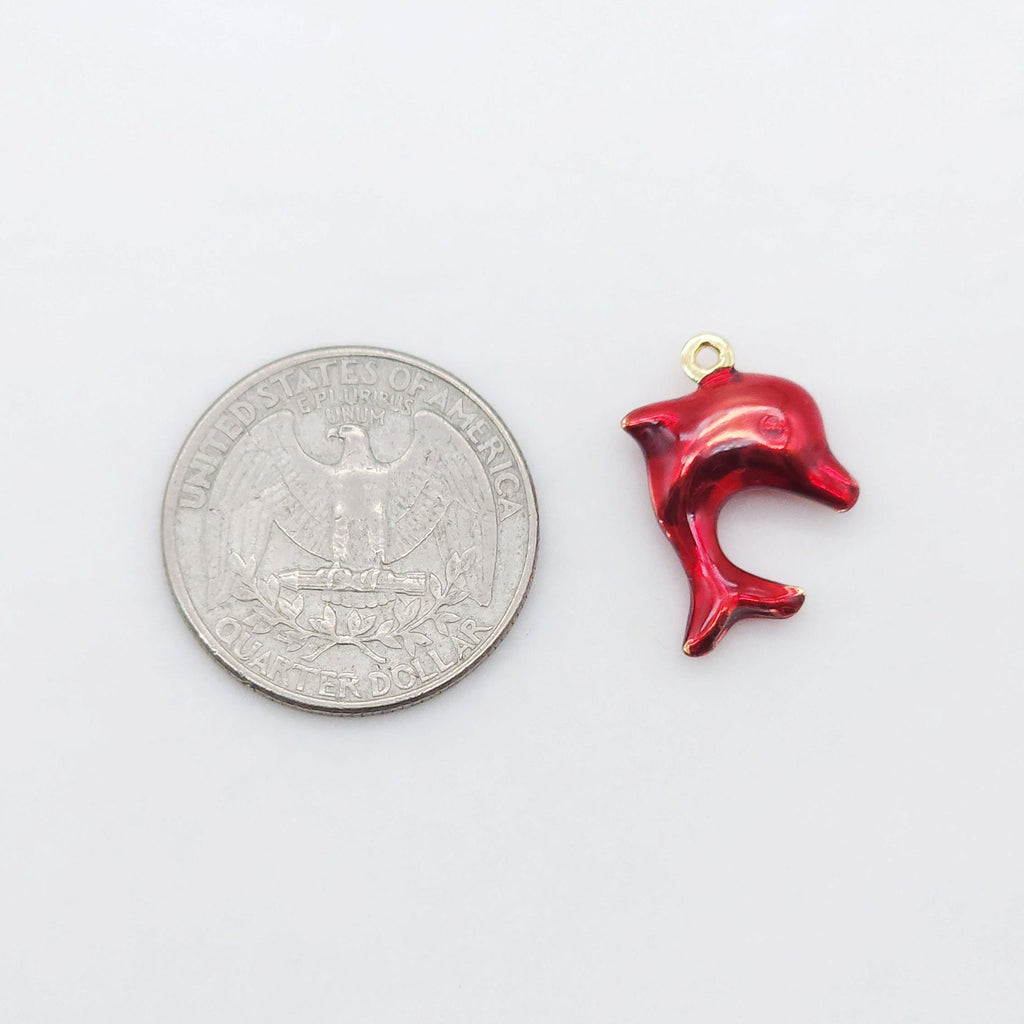 3D Enamel Dolphin Charms, 18K Gold Plated Marine life Charms, Marine life Pendant, Necklace Making Charm, Jewelry Findings S20519
