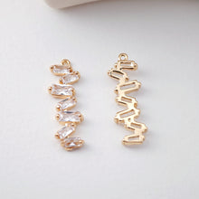 Load image into Gallery viewer, CZ Pave Elongated Pendant, Cubic Pendant, Earring Charms, Real Gold Plated Brass Earring Pendant, Jewelry Findings D0064