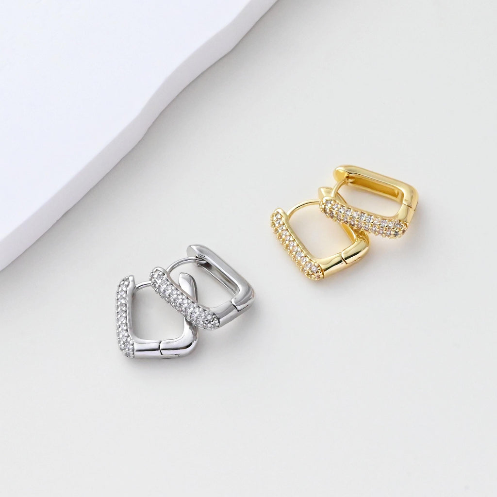 U Shape Earring Hoops, Gold Plated Huggie Hoops Earring, CZ Pave, Ear Hoops, DIY Earring  Finding, Handmade Earring Supplies S1401