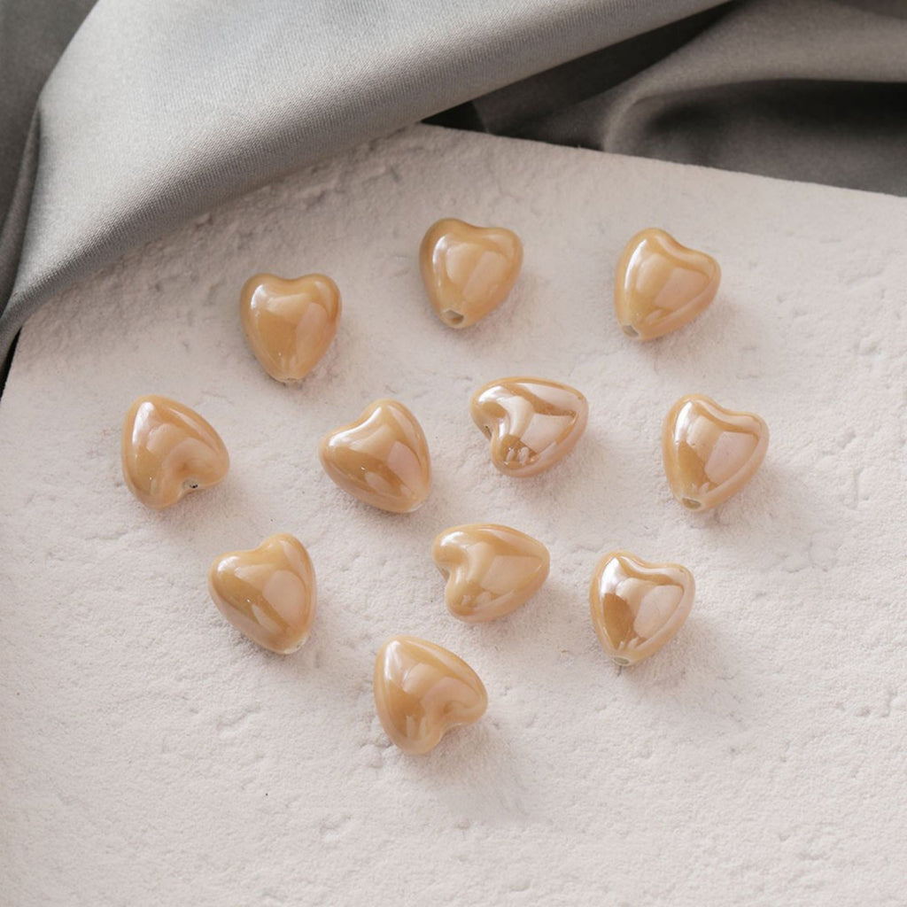 5pcs Heart Ceramic Beads, 14mm, Loose Ceramic Beads for Jewelry Making, Bracelet DIY Beads Finding GZ429