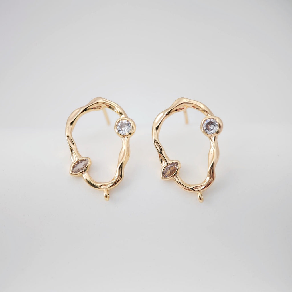 Pendientes de aro con nicho irregular y aro, de plata S925 sin níquel, de oro, hipoalergénicos, ZX198